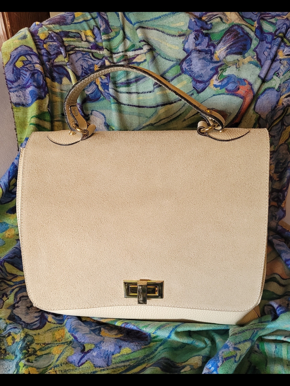 Simons Italian Leather Classic Minimalist Vintage Look Top-Handle Satchel Purse